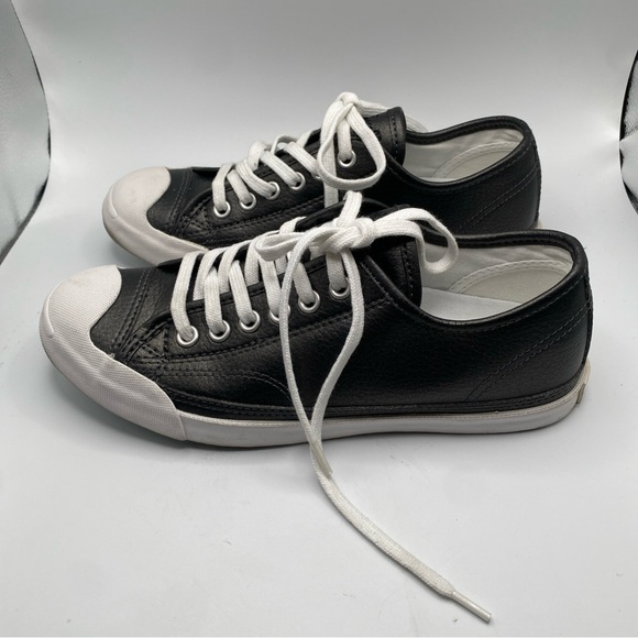 Converse Jack Purcell Size 6 Leather Black Silver Shoes - Picture 3 of 7